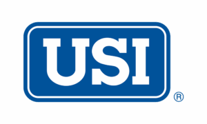 The image shows a blue rectangular logo with the white letters "USI" in bold, uppercase font, centered within a white-bordered blue box.