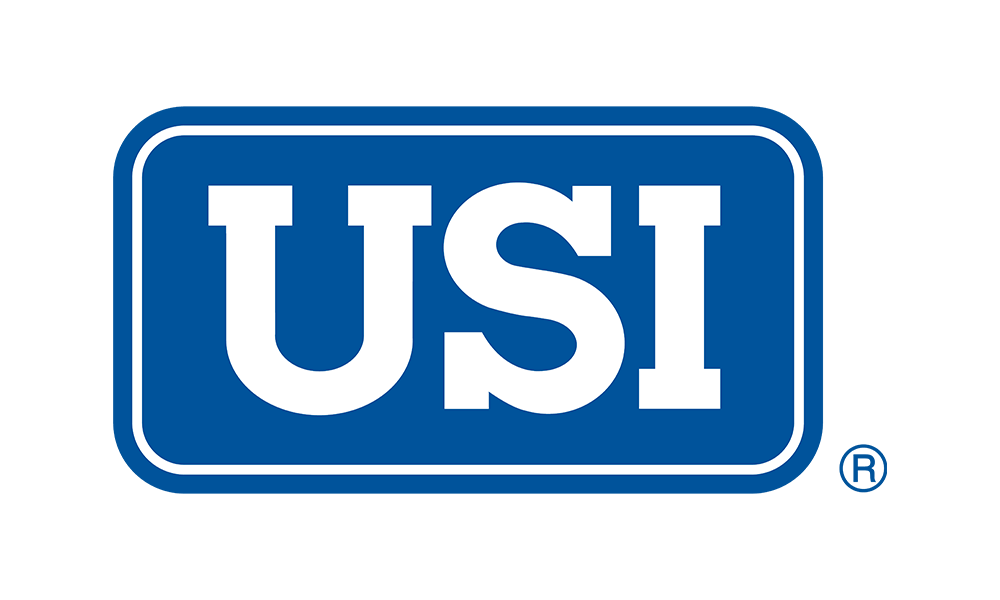 The image shows a blue rectangular logo with the white letters "USI" in bold, uppercase font, centered within a white-bordered blue box.