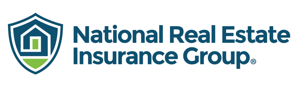 National Real Estate Insurance Group logo with a blue and green shield containing a house icon, next to the company name in bold blue letters.