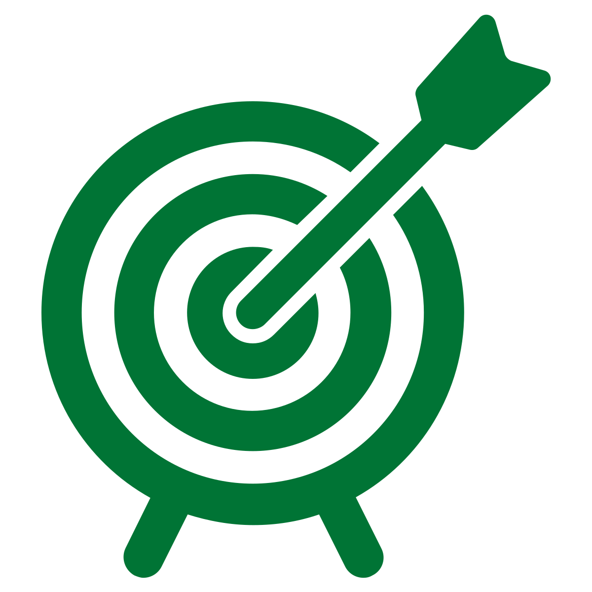 A green bullseye target with an arrow hitting the center.